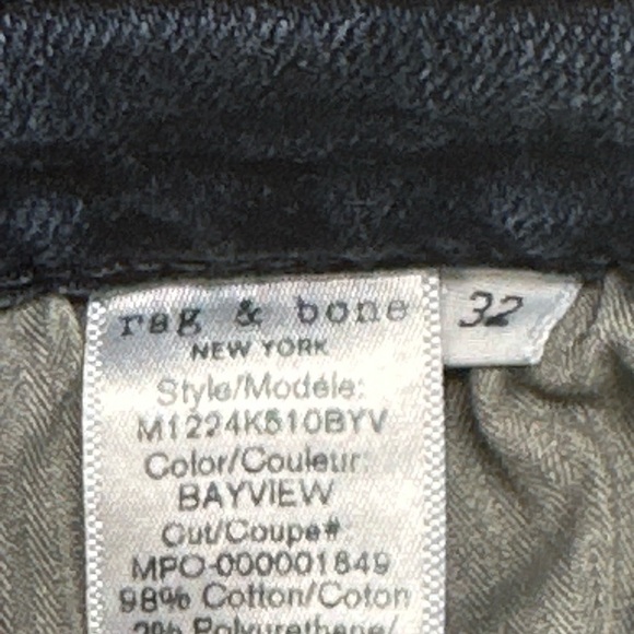 Rag & Bone Fit 1 Extra Slim Jeans β Bayview Wash β Size 32 - Picture 6 of 8